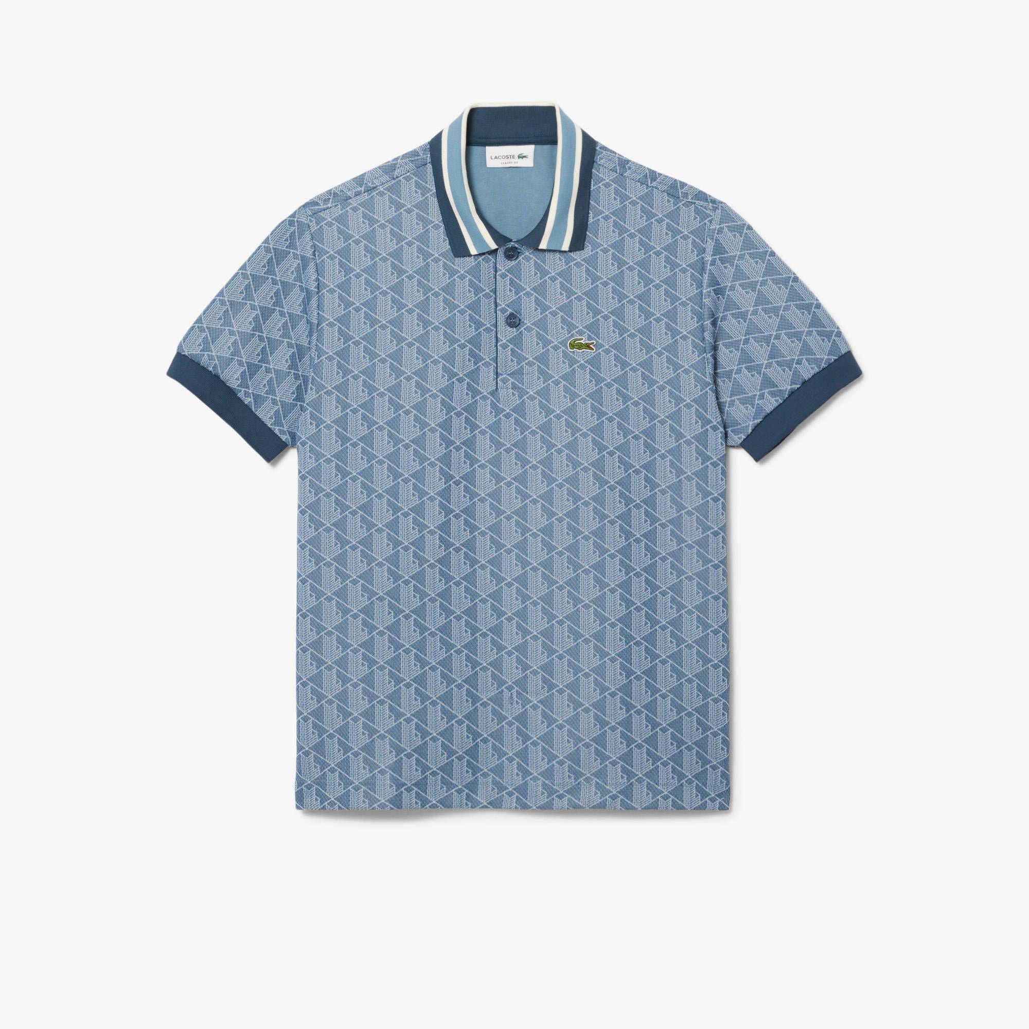 Mens Lacoste Monogram Motif Polo Shirt Falcon/Overview